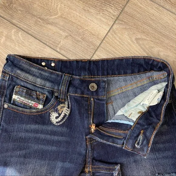 Diesel Embroidered Distressed Jean Shorts - Picture 7 of 10